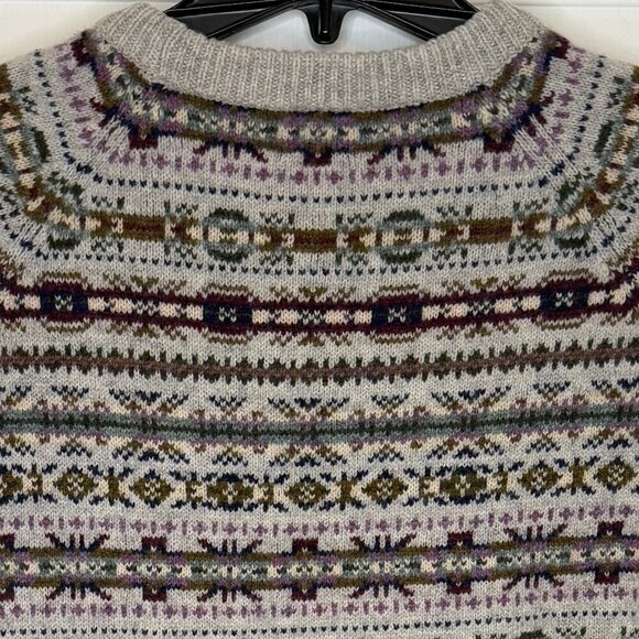 J. Crew Lambs Wool Fair Isle Knit Sweater Crewneck Size Large - Picture 6 of 7